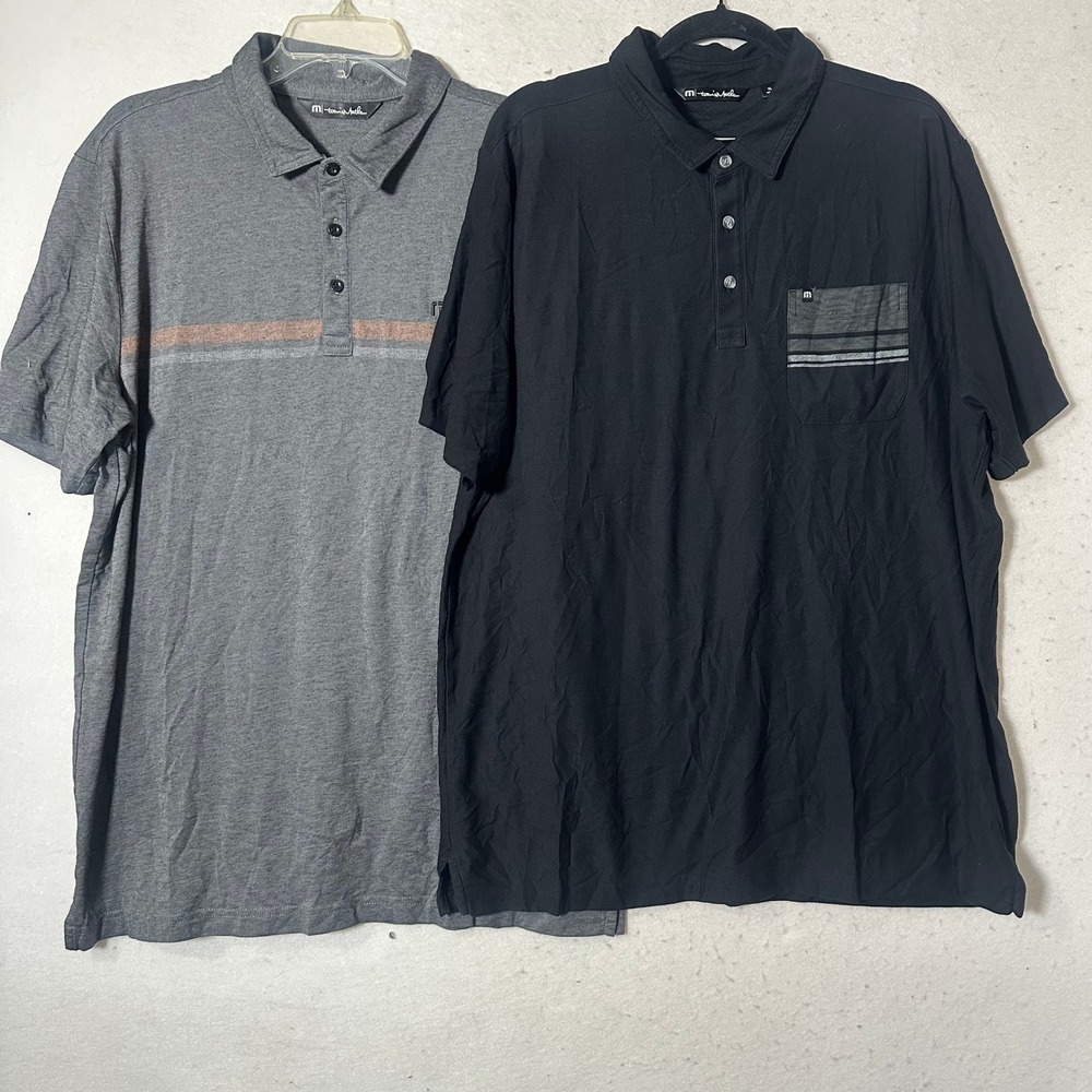 Travis Mathew Mens Polo Shirt Lot of 2 Grey Black Short Sleeve Golf XL